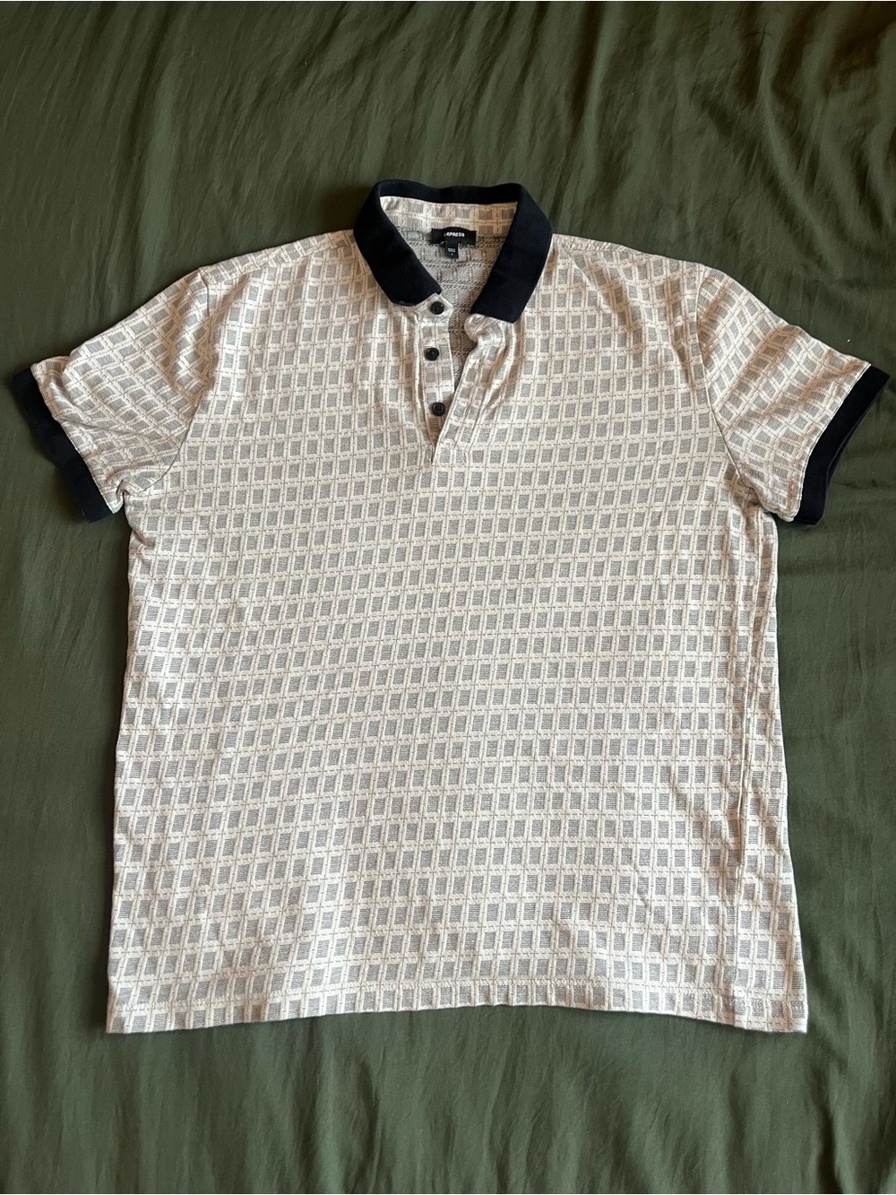 Cream Geometric Polo